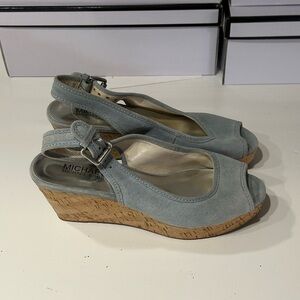 Michael Kors Women’s Gray Wedge Sandals Size 8 US